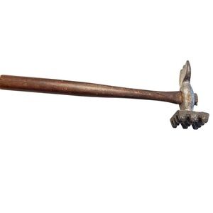 Vintage Meat Tenderizer Ice Bone Breaker Cast Iron Wood Handle Farmhouse Kitchen